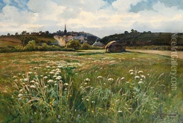 A Summer Landscape Oil Painting - Arthur William Redgate