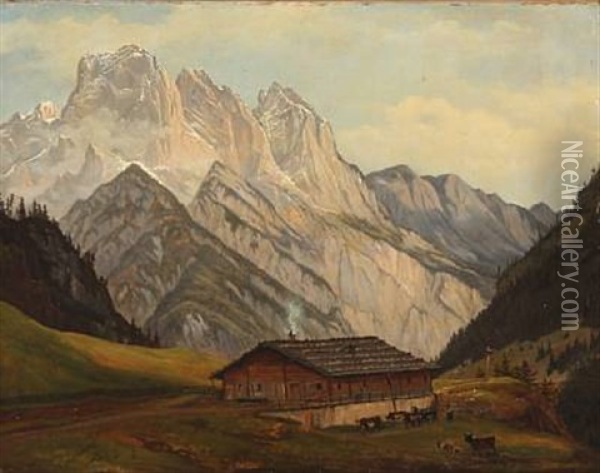 Mountain Landscape From Oetz In Austria Oil Painting - Frederik Hansen Sodring