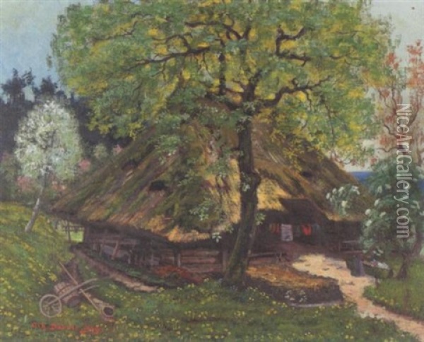 Alemannisches Bauernhaus Oil Painting - Johann Othmar Doebeli