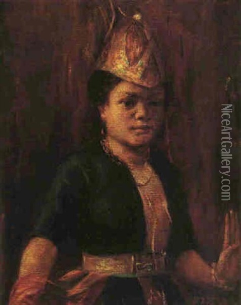Portrait Of A Batak Girl Oil Painting - Max Fleischer