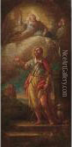 Dio Padre Benedicente Appare A San Rocco Oil Painting - Gaspare Diziani