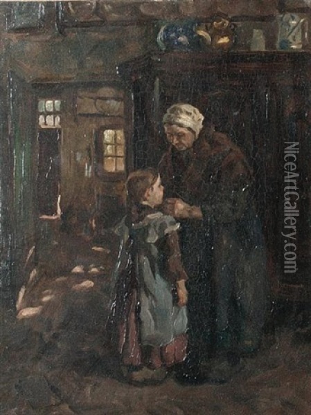 Granny's Care Oil Painting - John Patrick Downie