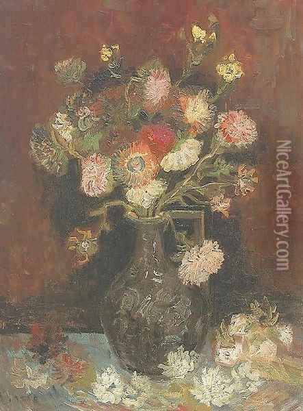Vase With Asters And Phlox Oil Painting - Vincent Van Gogh
