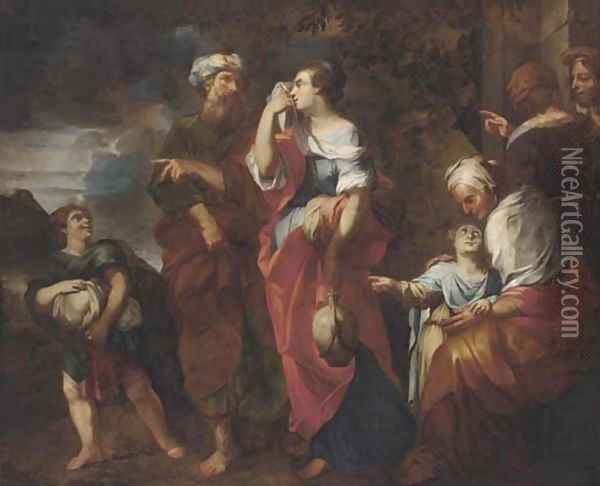 The Banishment of Hagar and Ishmael Oil Painting - Francesco Solimena
