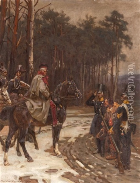 Jeniec Przed Generalem Dwernickim, Scena Z Powstania Listopadowego Oil Painting - Stanislaw Bagienski