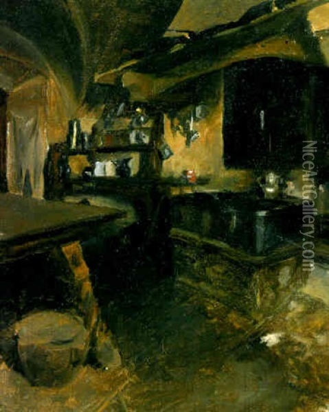 Die Kuche Vom Albergo Piz Duan In Stampa Oil Painting - Giovanni Giacometti
