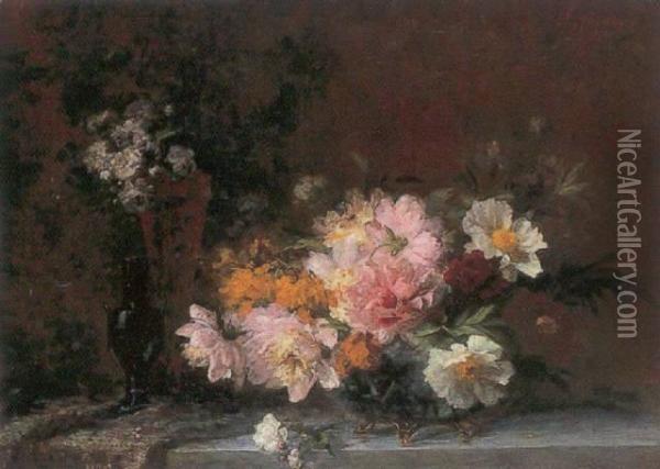 Still Life With Flowers Oil Painting - Adrienne Jacqueline Jacob S'