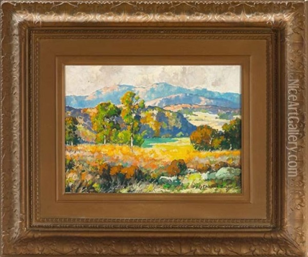 California Landscape With Mountains Beyond Oil Painting - Maurice Braun