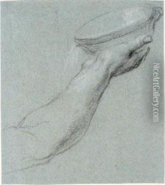 : Study Of A Hand Holding A Bowl Oil Painting - Simone Peterzano