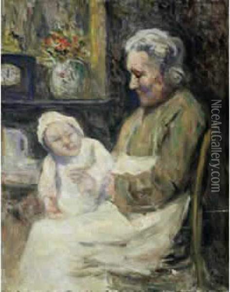 Grand-mere Et Petit Enfant Oil Painting - Maximilien Luce