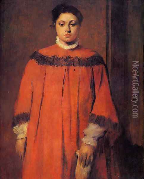 Girl in Red Oil Painting - Edgar Degas