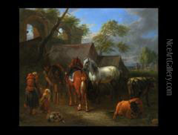 Reiter Bei Der Rast Oil Painting - Jan Frans Van Bloemen (Orizzonte)