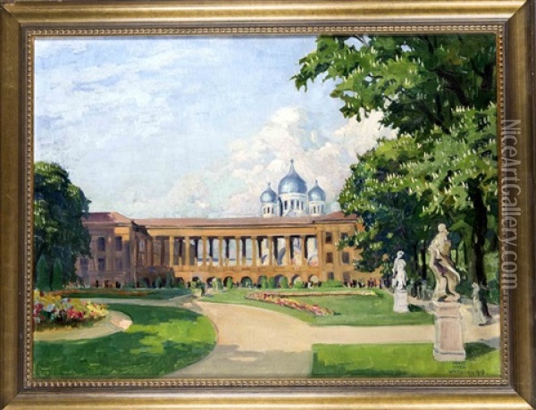Park Mit Kolonnaden Und Dahinter Liegender Orthodoxer Kirche Oil Painting - Ernst Dorn