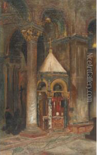The Altar, Basilica Di San Marco, Venice Oil Painting - Gyula Tornai
