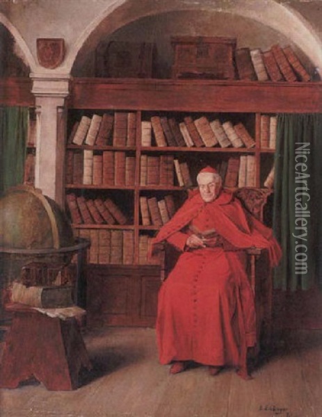 The Cardinal's Library Oil Painting - Erwin Eichinger