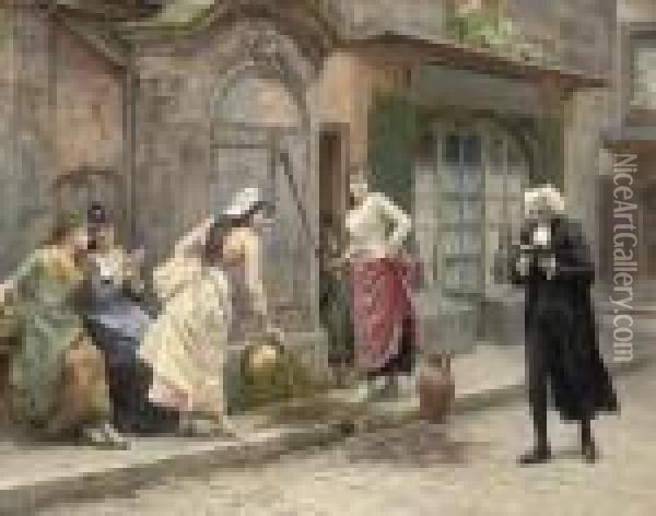 A Distraction From Studies Oil Painting - Jules Girardet