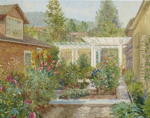 Saratoga Garden, Artist's Studio Oil Painting - Theodore Wores