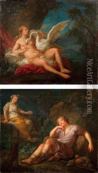 A) Leda E Il Cigno; B) Diana E Endimione Oil Painting - L. Einsen