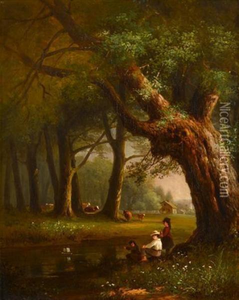 Under The Willows Oil Painting - Benjamin Champney