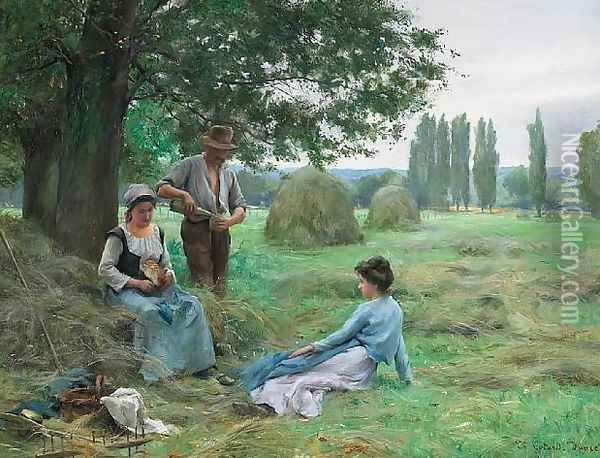 Reapers resting Oil Painting - Therese Marthe Francois Cotard-Dupre