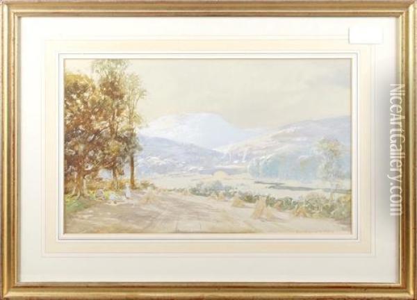 Landscape With Distant Village Oil Painting - John Baragwanath King