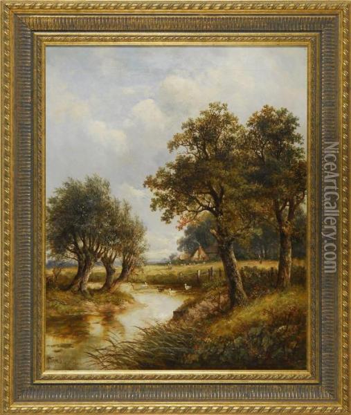 Rural River Landscape. Oil Painting - Joseph Thors