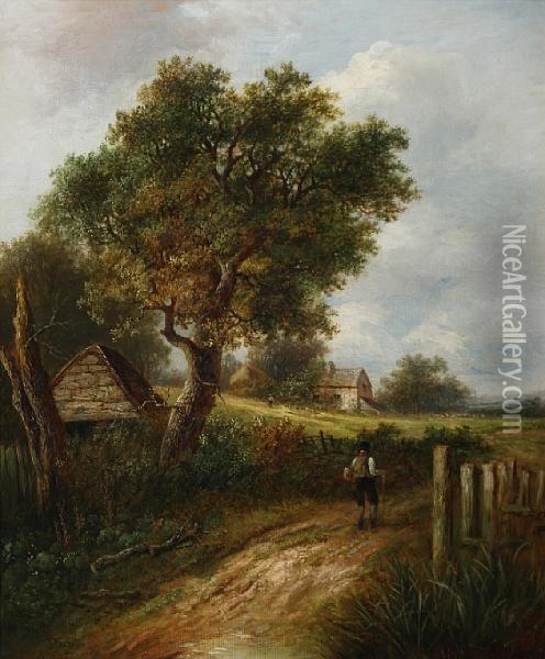 Figure On A Country Lane Oil Painting - Joseph Thors
