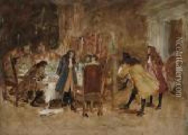 A Study Of Figures Banqueting Oil Painting - Jean-Louis-Ernest Meissonier