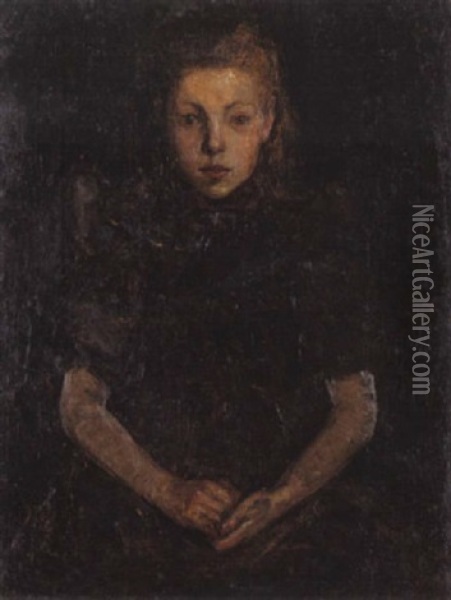 Portrait De Fillette Oil Painting - Joseph Raphael