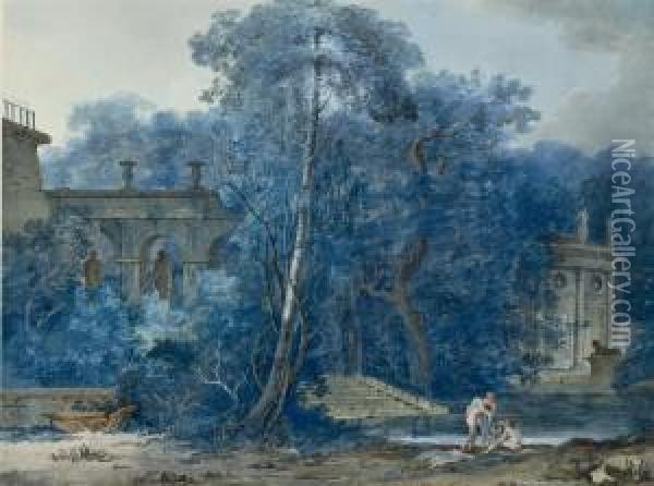 Paysage Avec Des Ruines Antiques Oil Painting - Antoine Pierre Mongin