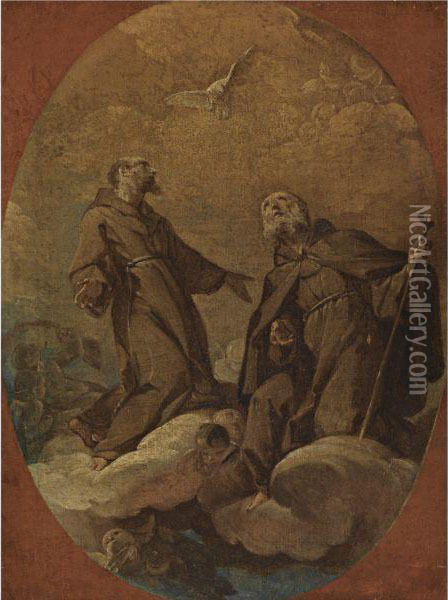 The Apotheosis Of Two Franciscan Friars Oil Painting - Corrado Giaquinto
