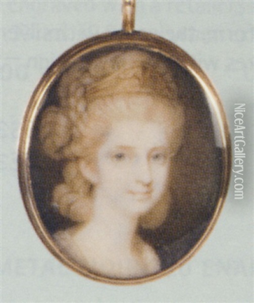 The Hon. Lady Shaw, Facing Right In A White Dress, A Tiara In Her Upswept Curled And Plaited Hair Oil Painting - Richard Cosway