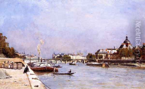 Paris, the Pont des Arts Oil Painting - Stanislas Lepine