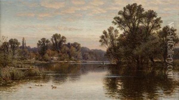 On The Thames At Pangbourne Oil Painting - Alfred Augustus Glendening Sr.