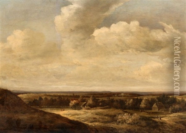 Weite Dunenlandschaft Mit Bauern Oil Painting - Jan Vermeer van Haarlem the Younger