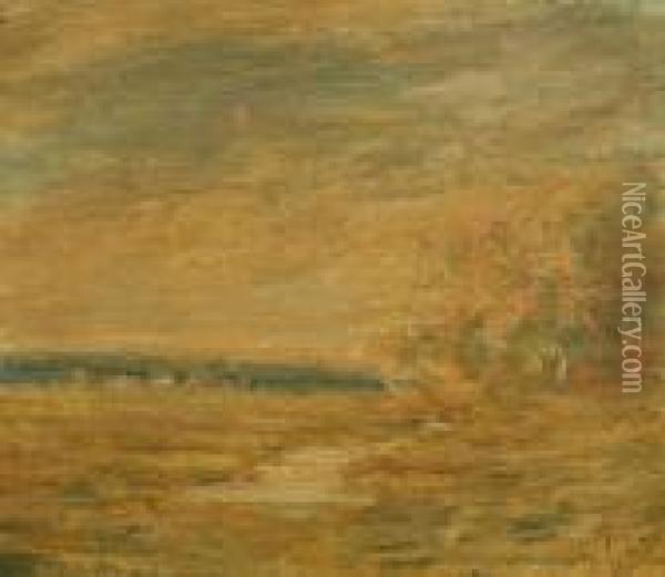 Landscape With A Farm In The Distance Oil Painting - John Francis Murphy