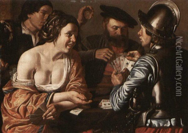The Card Sharps Oil Painting - Wouter-Pietersz Crabeth the Younger