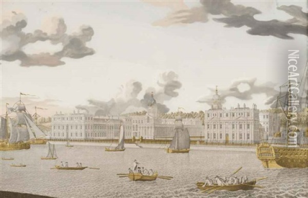 Une Vue De Greenwich (?) Oil Painting - Jonas Zeuner
