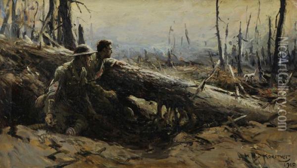 Here And There He Ran Oil Painting - William Henry Dethlef Koerner