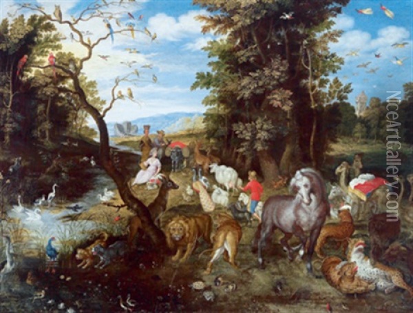Einzug Der Tiere In Die Arche Noah Oil Painting - Jacob Bouttats