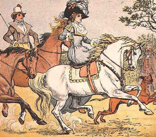 A Fine Lady on a White Horse from Ride a Cock Horse to Banbury Cross Oil Painting - Randolph Caldecott
