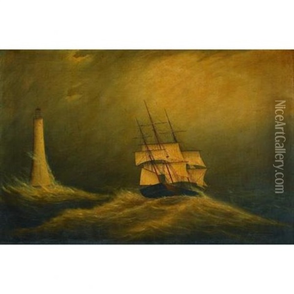 Eddystone Lighthouse Oil Painting - Clement Drew