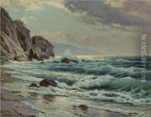 At The Shore Oil Painting - Constantin Alexandr. Westchiloff