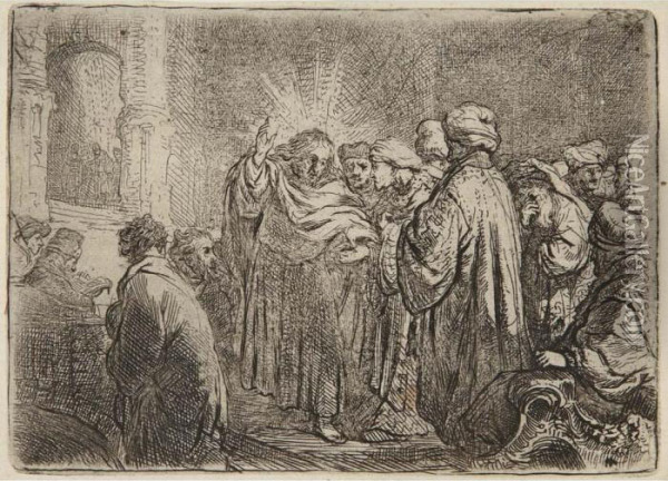 The Tribute Money (b. 68) Oil Painting - Rembrandt Van Rijn