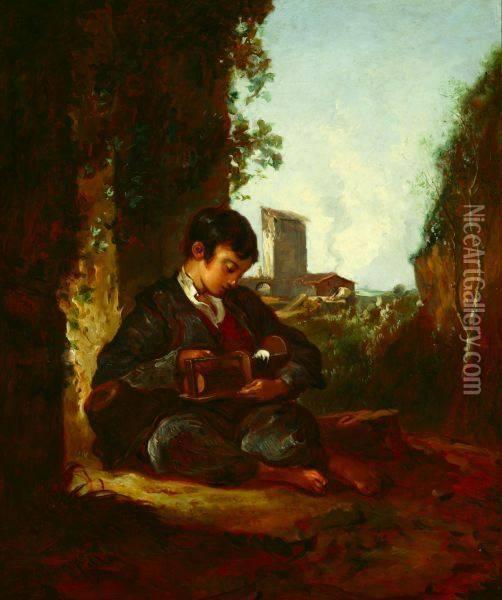 Boy With Pet Mouse Oil Painting - Thomas Barker of Bath