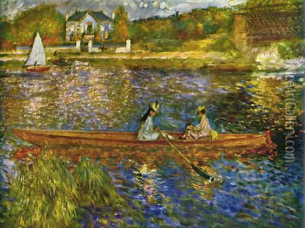 River with boats at Asnères Oil Painting - Pierre Auguste Renoir