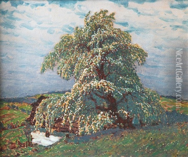 Kvetouci Hruska Oil Painting - Jan Honsa