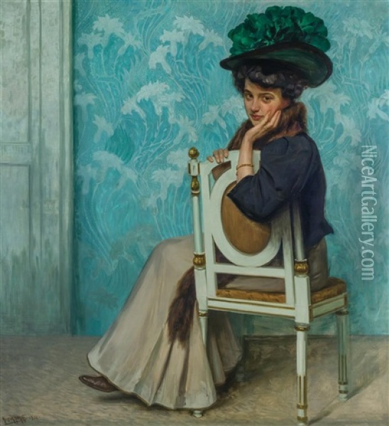 An Alluring Pose Oil Painting - Heinrich Hellhoff