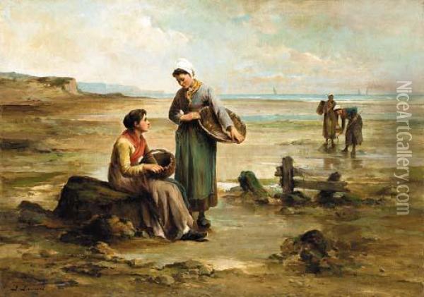 The Mussel Gatherers Oil Painting - Laurent Gsell