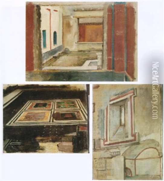 Interior De Casa Pompeyana Oil Painting - Alejo de Vera